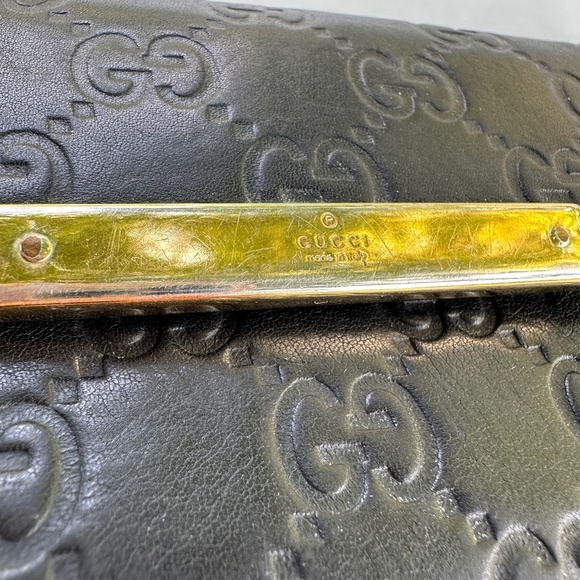 Gucci Guccima Embossed Black Leather Bifold Wallet Auntentic - Picture 4 of 12